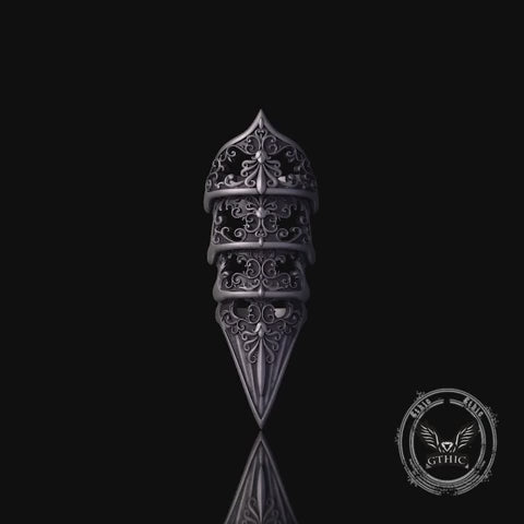 Gothic Filigree Sterling Silver Full Finger Armor Ring