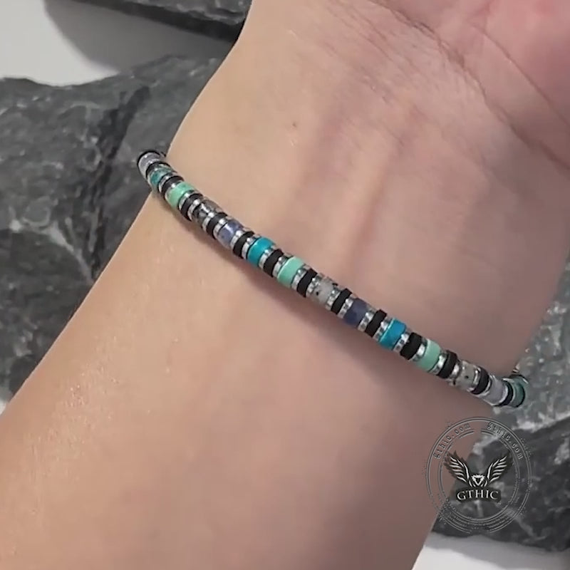 Bohemian Cylindrical Semi-Precious Stone Bracelet