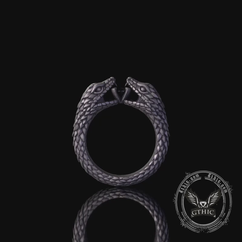 Vintage Two-Headed Snake Zircon Sterling Silver Ring