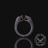 Vintage Two-Headed Snake Zircon Sterling Silver Ring