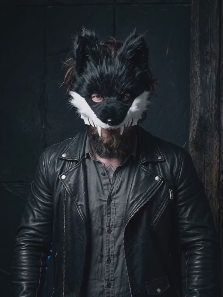 Halloween Cosplay Faux Fur Half Face Fox Mask