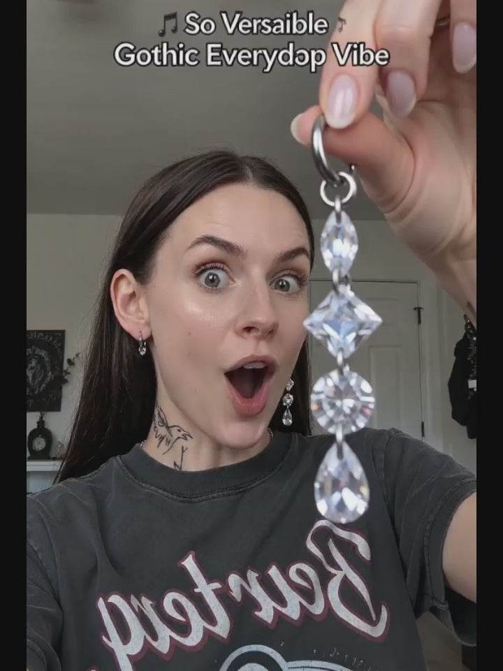 Gothic Teardrop Zircon Stainless Steel Drop Earrings