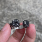 Hammered Pattern Runes Stainless Steel Open Ring