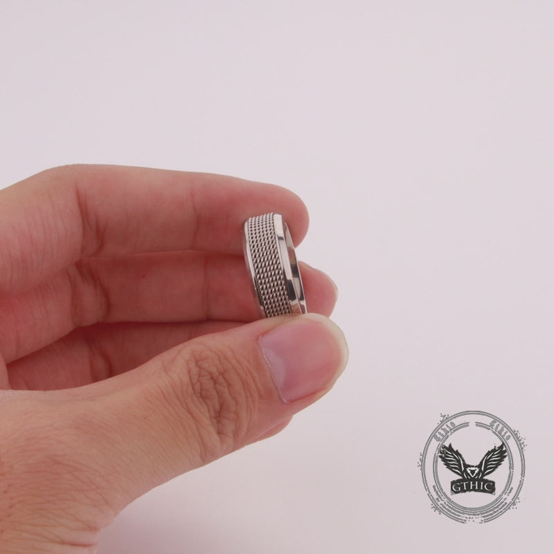 Simple Woven Mesh Design Stainless Steel Ring