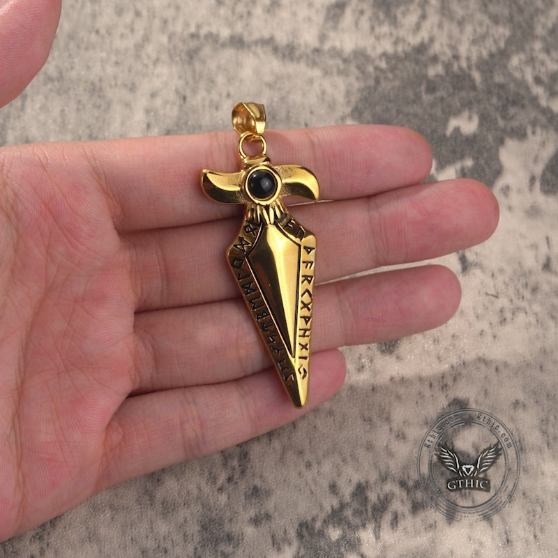 Vintage Viking Rune Spearhead Stainless Steel Pendant