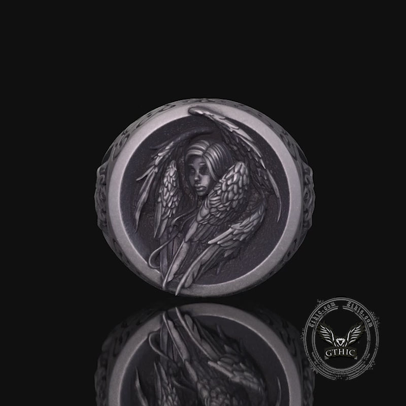 Cross Archangel Guardian Sterling Silver Ring