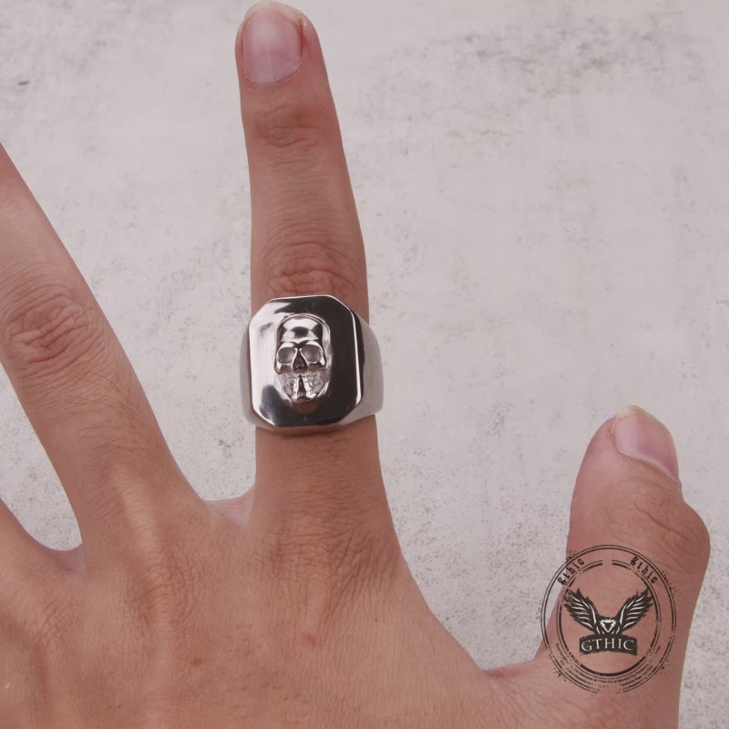 Bague tête de mort en acier inoxydable Vintage Reaper Scythe