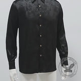 Vintage Satin Floral Jacquard Long Sleeve Shirt