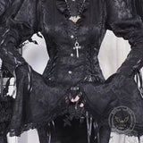 Gothic Bell Sleeve Slim Fit Versatile Lace-Up Shirt