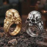 Gothic Cracked Skull Head Stainless Steel Ring