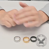 Simple Gem Hexagon Pattern Soccer Stainless Steel Ring