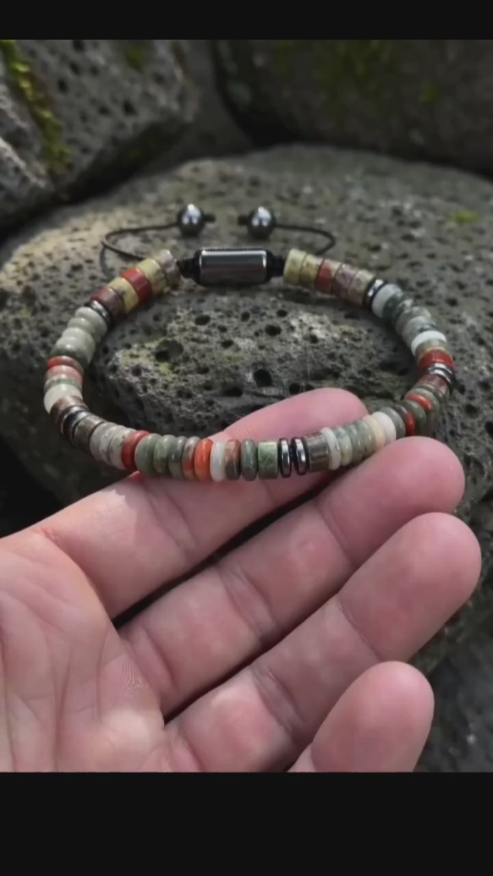 Bracciale con perline da uomo in acciaio inossidabile con teschio incrociato