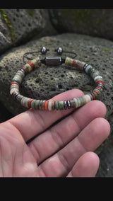 Minimalist Flat Natural Stone Beads Adjustable Bracelet