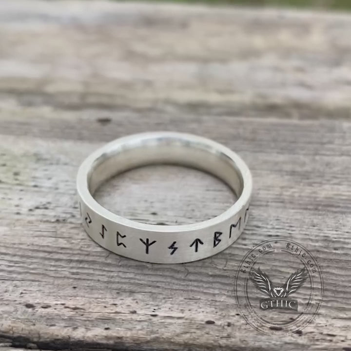 Vintage Viking Runes Sterling Silver Ring