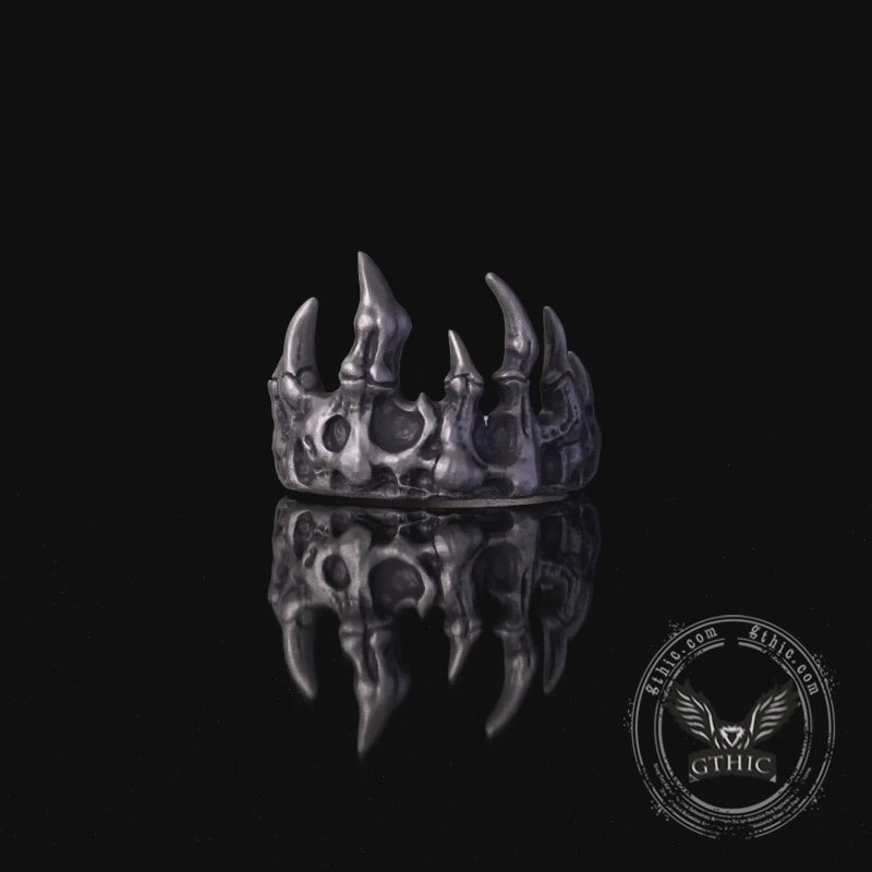 Punk Skull Claw Crown Zircon Sterling Silver Ring