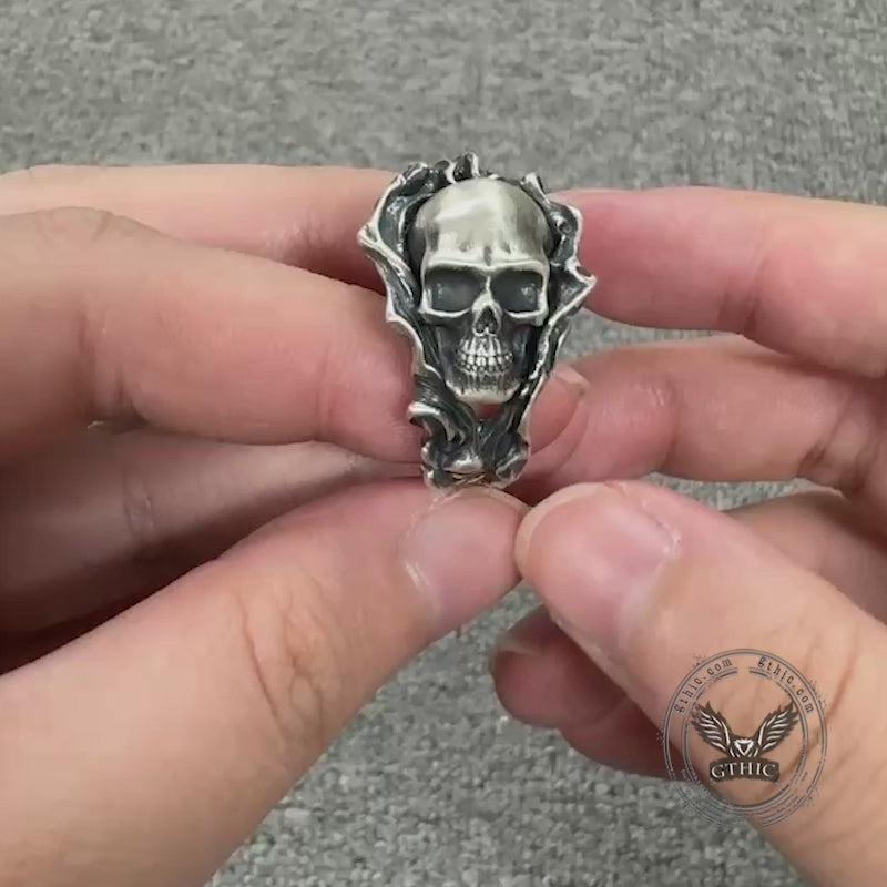 Gothic Skull Head Sterling Silver Ring