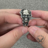 Gothic Skull Head Sterling Silver Ring