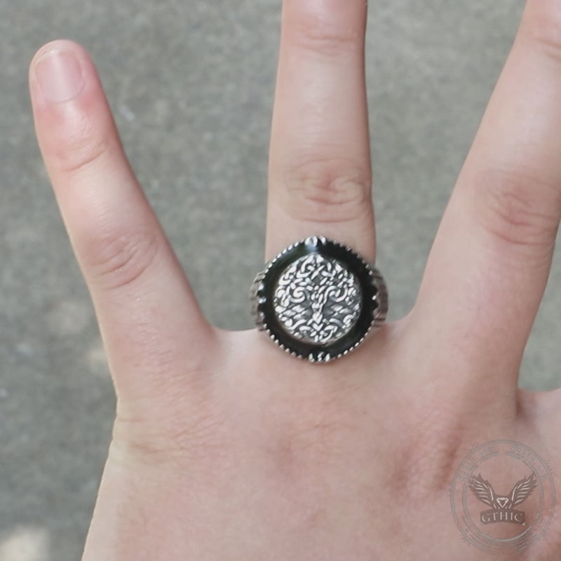 Epoxy Yggdrasil Stainless Steel Viking Ring