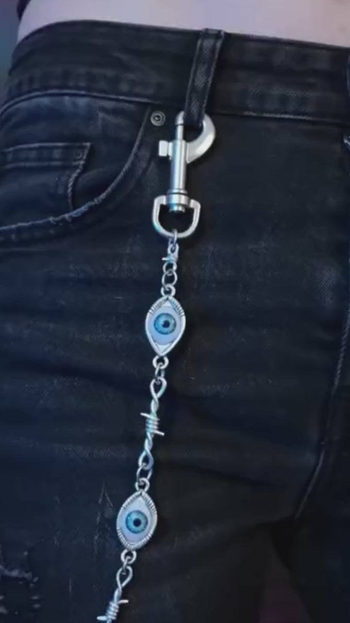 Punk Blue-Eyed Thorn-Spliced Alloy Pant Chain