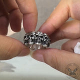 Surrounded Titanium Sterling Silver Skull Ring