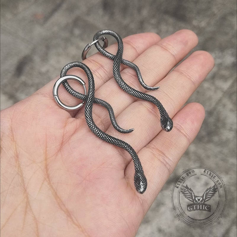 Coiled Snake Stainless Steel Animal Earrings