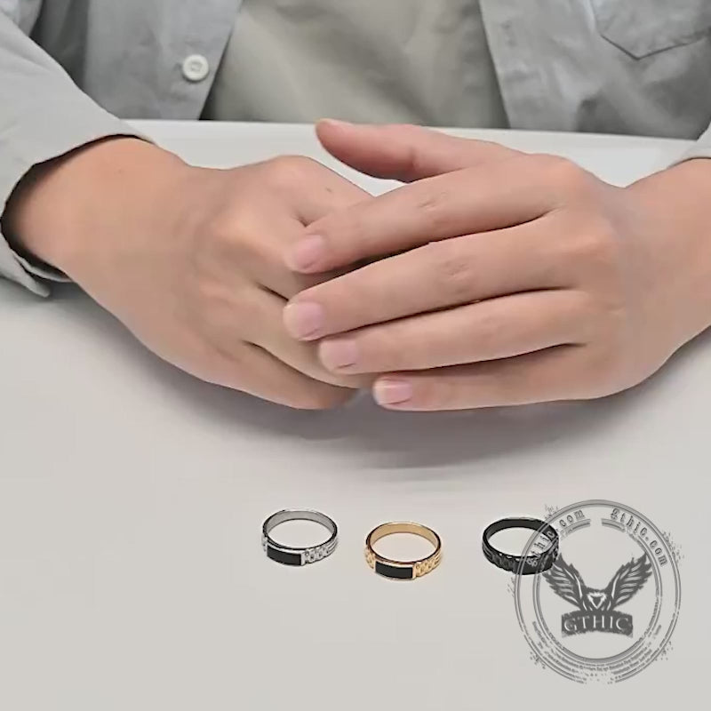 Simple Rectangular Drip Glue Stainless Steel Ring