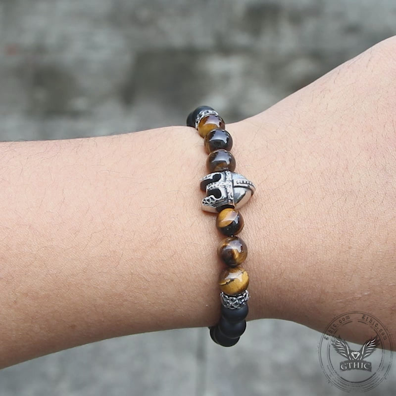 Spartan Stainless Steel Stone Bead Bracelet