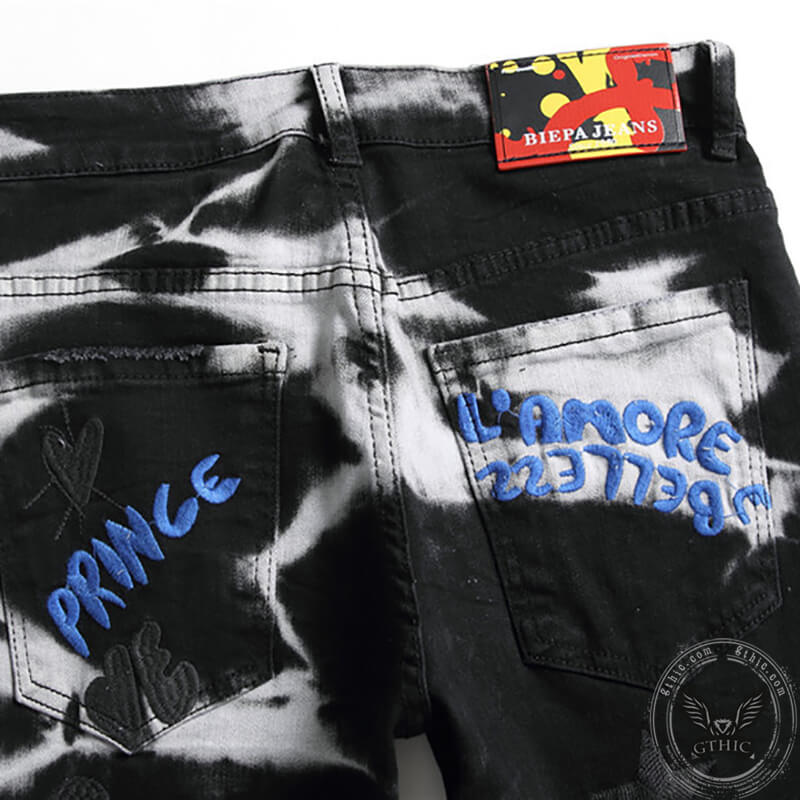 Prince Embroidered Print Cotton Pants | Gthic.com