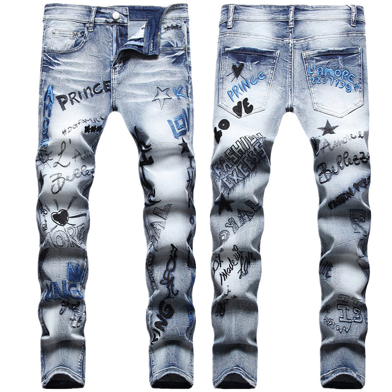Prince Letter Print Cotton Pants | Gthic.com