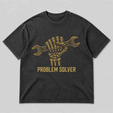 Problem Solver Skeleton Wrench Vintage Washed T-shirt | Gthic.com