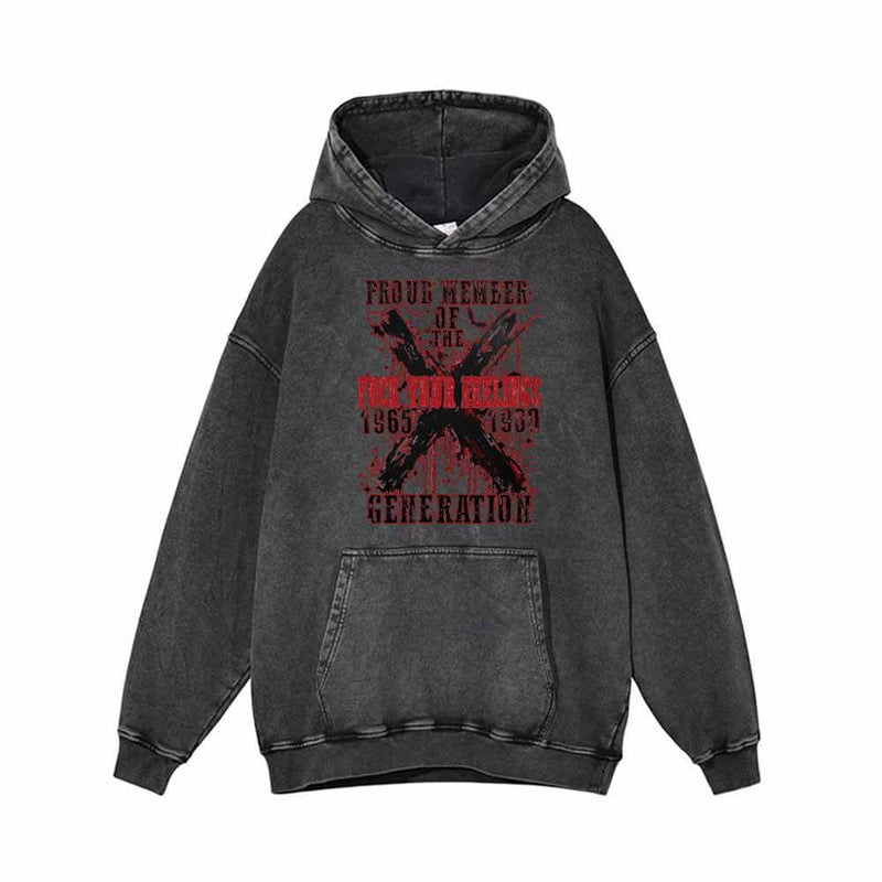 Proud Member Of The X Generation Vintage Washed Hoodie Sweatshirt