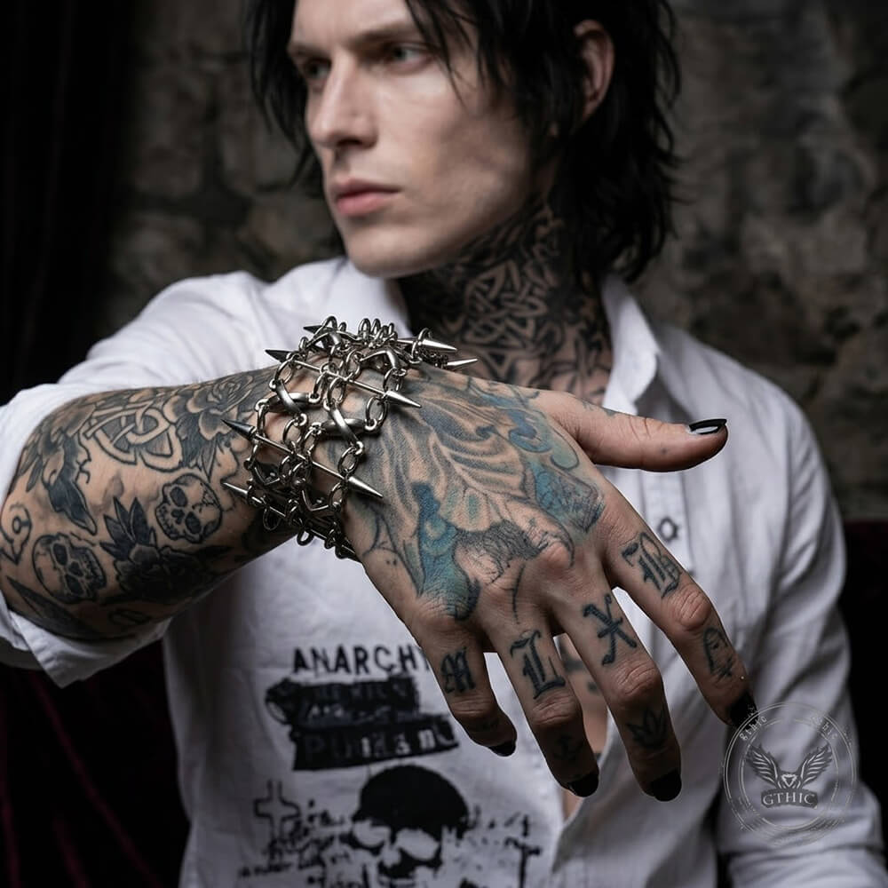 Punk-Industrial Niche-Style Riveted Gothic Alloy Bracelet | Gthic.com