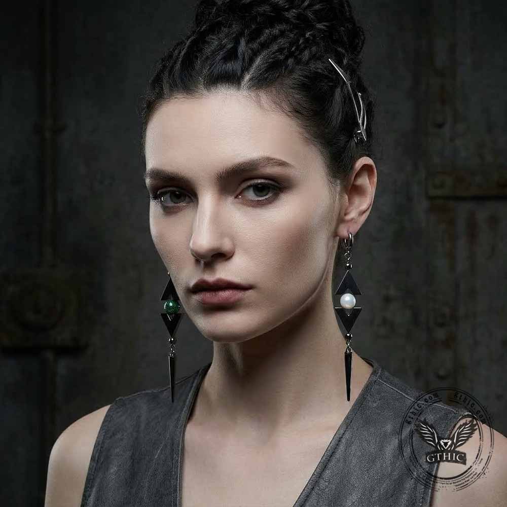 Punk-Style Bead Spiked Stainless Steel Earrings | Gthic.com