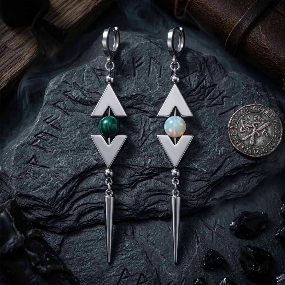 Punk-Style Bead Spiked Stainless Steel Earrings