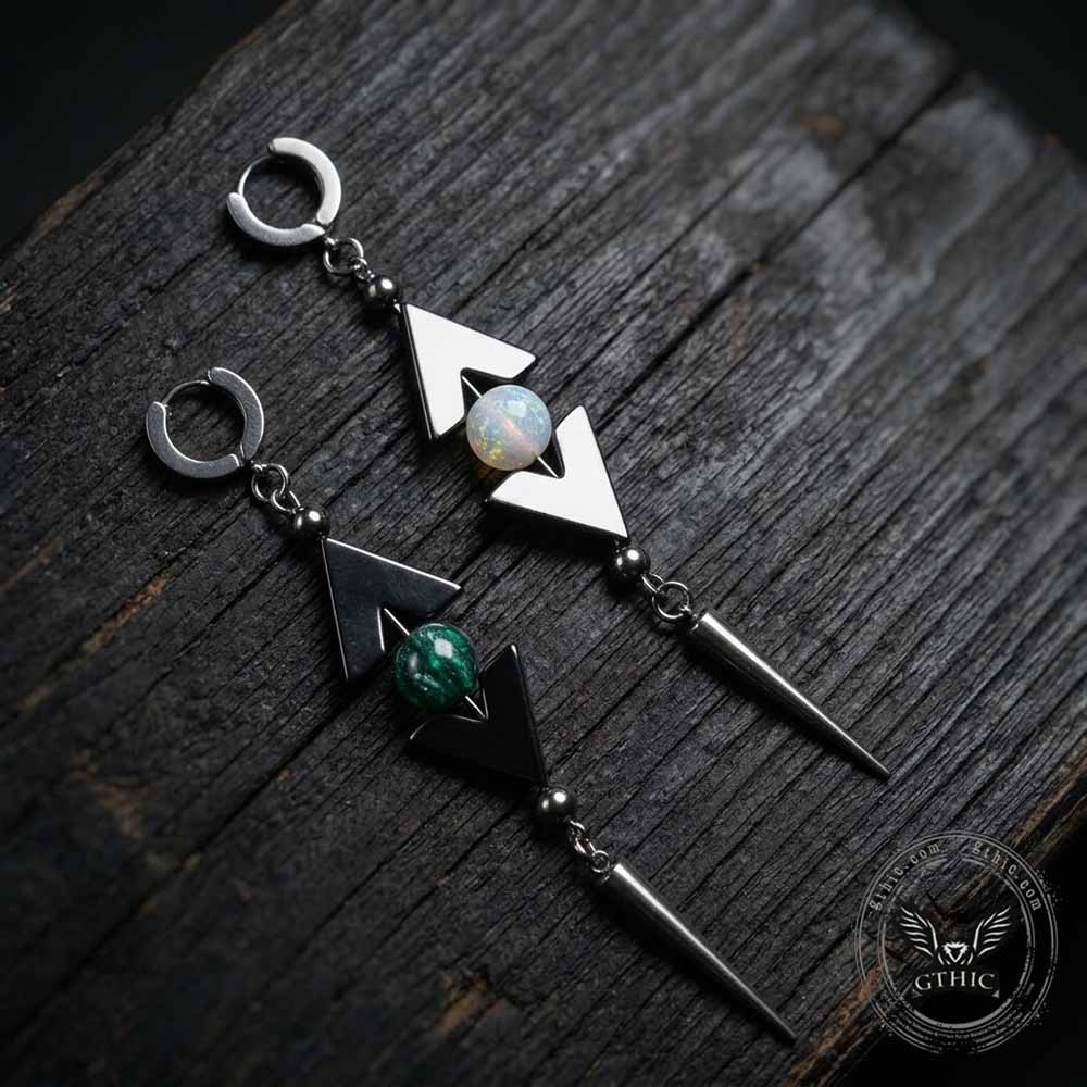 Punk-Style Bead Spiked Stainless Steel Earrings