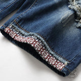 Punk-Style Distressed Straight-Leg Denim Shorts