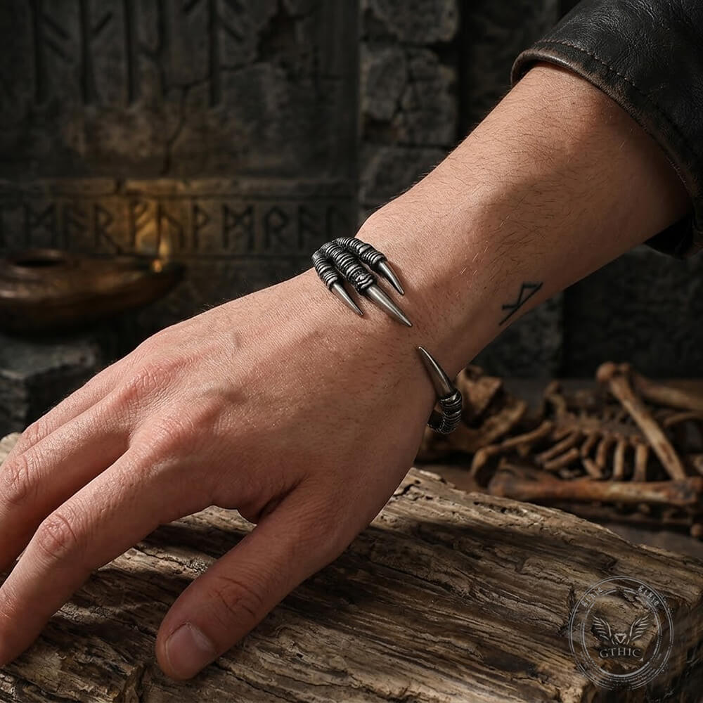 Punk-Style Dragon Claw Stainless Steel Open Bracelet | Gthic.com