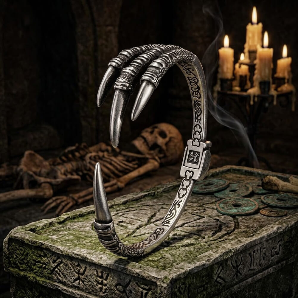 Punk-Style Dragon Claw Stainless Steel Open Bracelet | Gthic.com