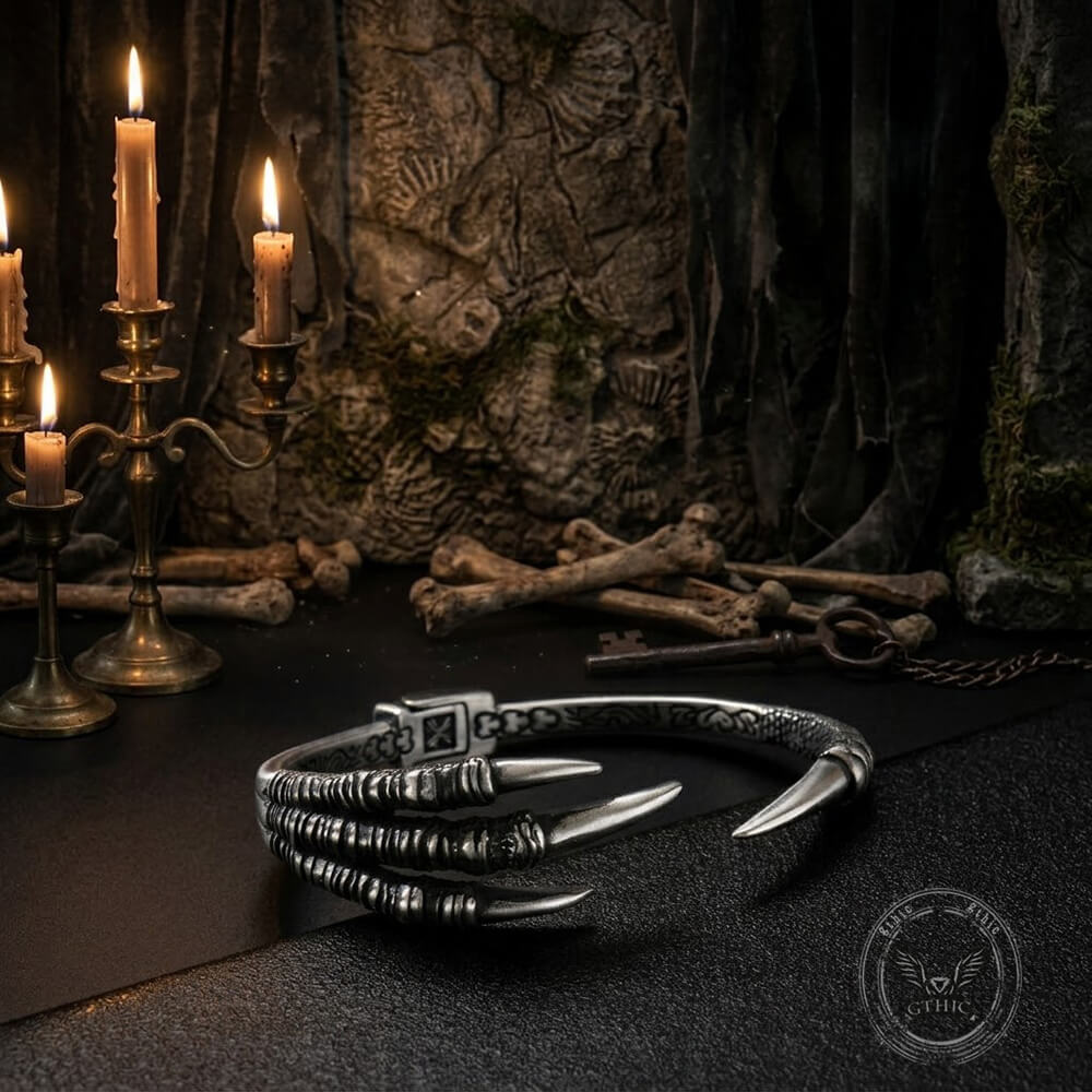 Punk-Style Dragon Claw Stainless Steel Open Bracelet | Gthic.com