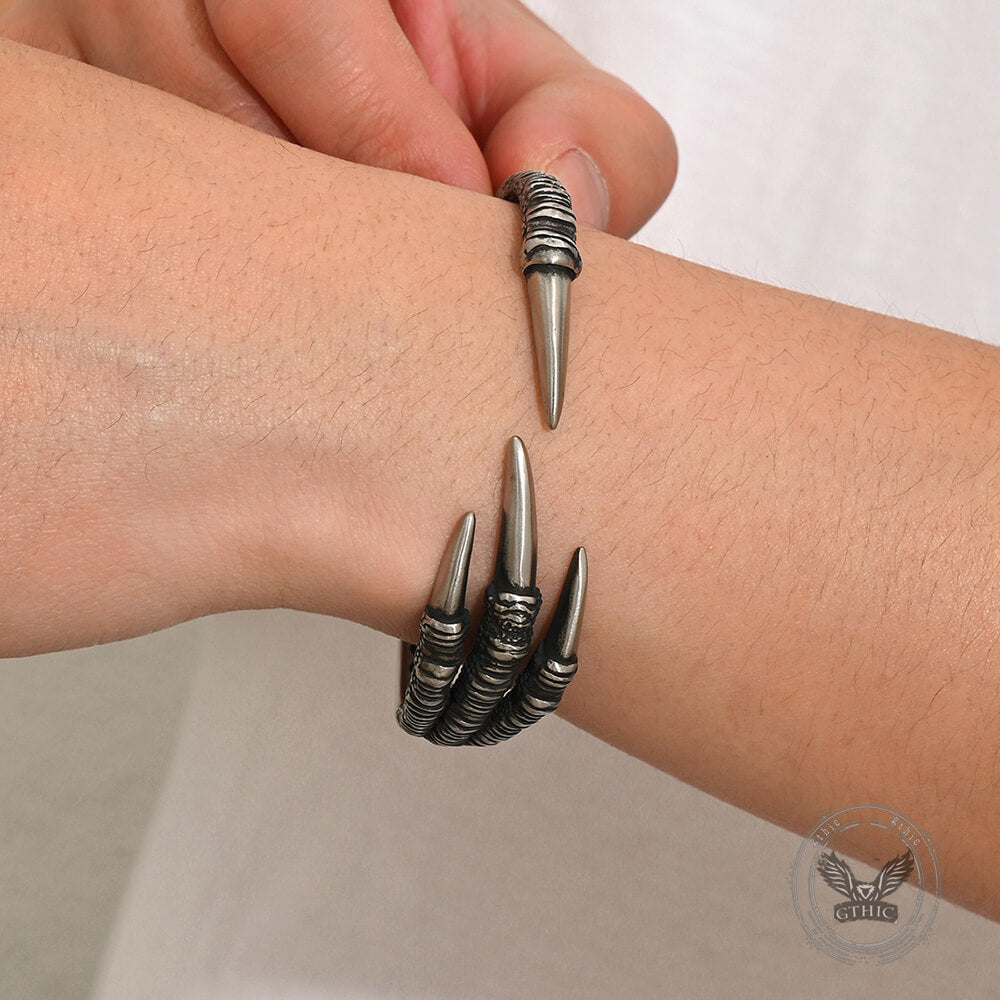 Punk-Style Dragon Claw Stainless Steel Open Bracelet | Gthic.com