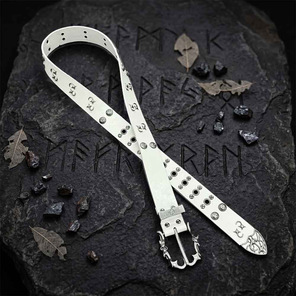 Punk-Style Rivet Design Glossy PU Leather Belt | Gthic.com