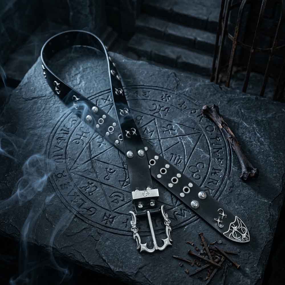 Punk-Style Rivet Design Glossy PU Leather Belt