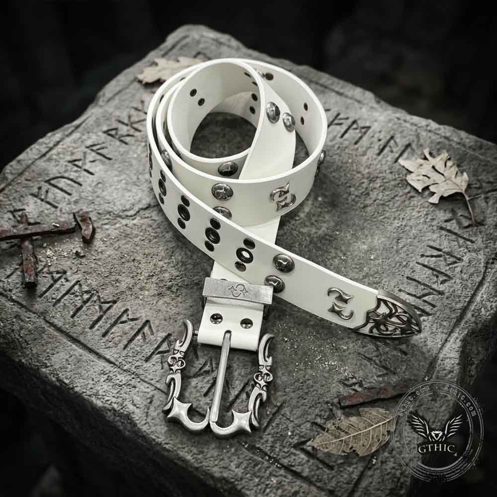 Punk-Style Rivet Design Glossy PU Leather Belt