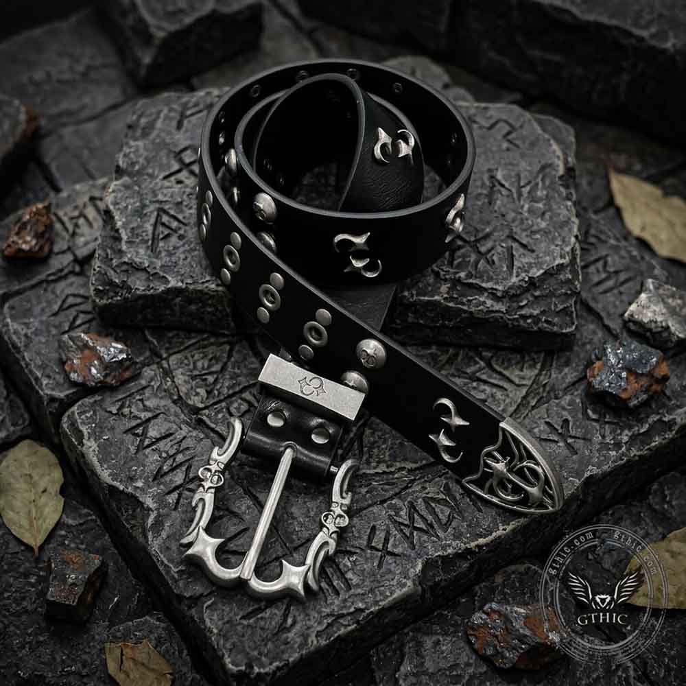 Punk-Style Rivet Design Glossy PU Leather Belt