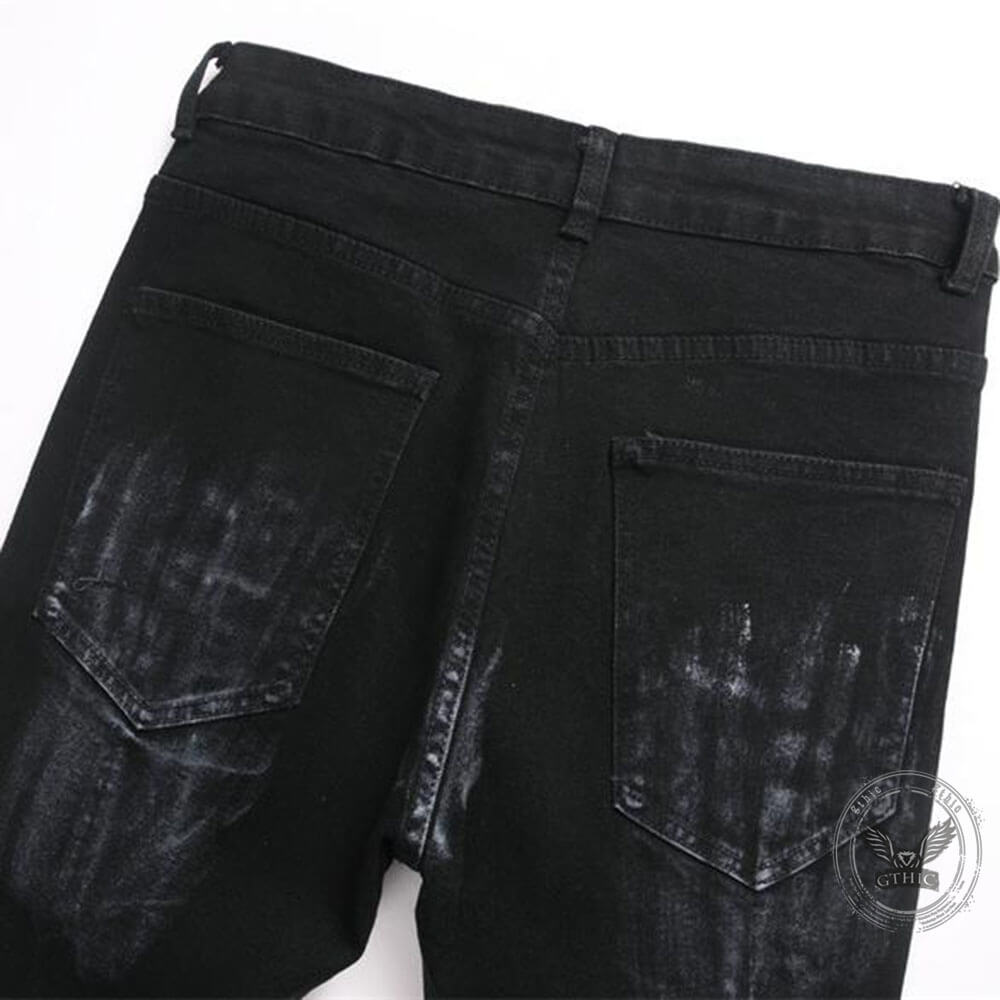 Punk-Hose für Herren aus Baumwolle mit Aufnäher und Totenkopf-Aufdruck