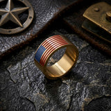 Punk American Flag Stainless Steel Band Ring | Gthic.com
