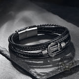 Punk Anchor Multi-layer Braided Leather Bracelet | Gthic.com
