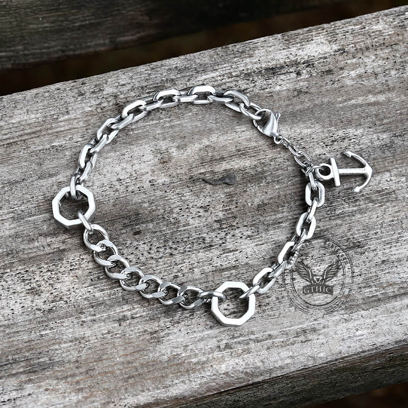 Punk Anchor Stainless Steel Chain Marine Bracelet | Gthic.com