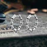 Punk Bamboo Stainless Steel Hoop Earrings | Gthic.com