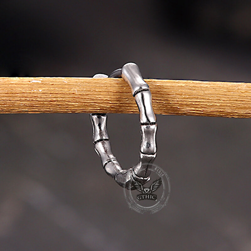 Punk Bamboo Stainless Steel Hoop Earrings